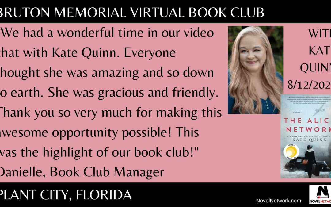 Kate Quinn Draws Rave Reviews From Bruton Memorial Virtual Book Club